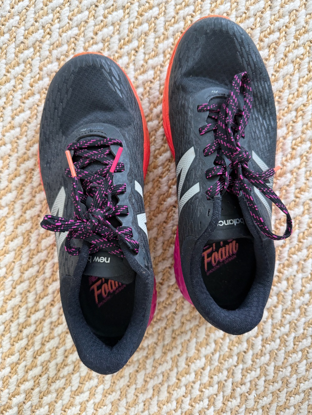 New Balance Women’s Black with Pink and Coral Accent Running Shoes
